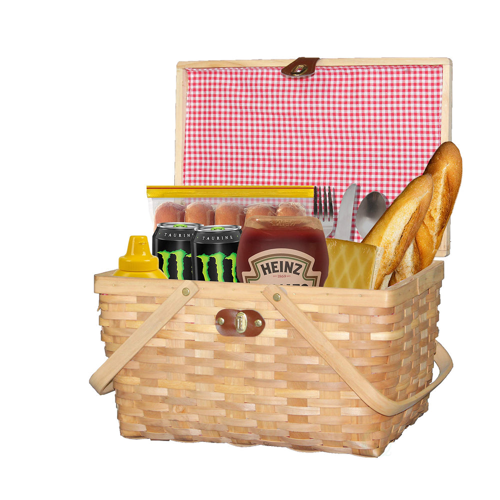 VW Vintiquewise Picnic Basket front view with gingham lining