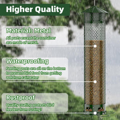 VYHAG Metal Squirrel Proof Bird Feeder with seeds inside
