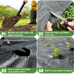 VZNEK weed barrier fabric roll with green cutting guidelines