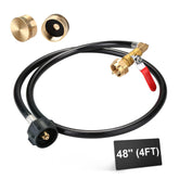 WADEO 4 ft propane refill adapter hose front view with control valve