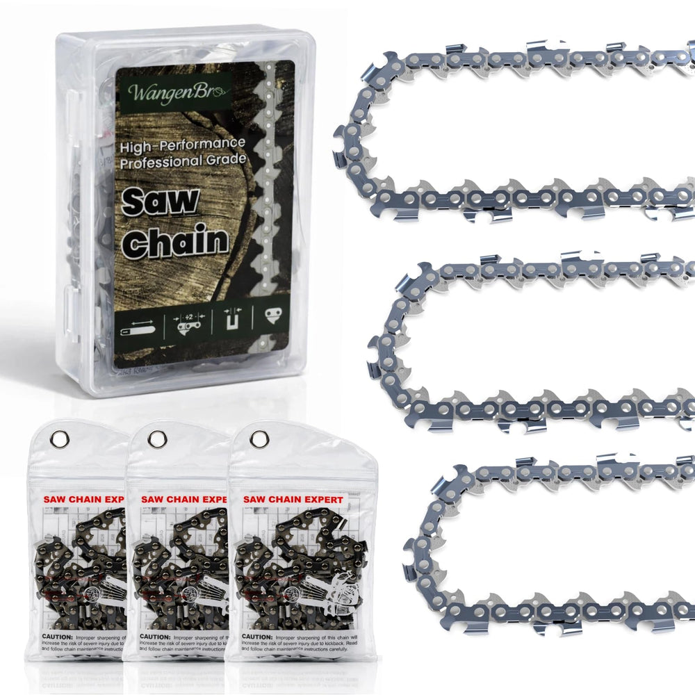 Wangenbro 16 Inch Chainsaw Chain front view with metallic finish