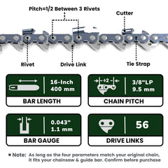 Wangenbro chainsaw chain packaging with specifications