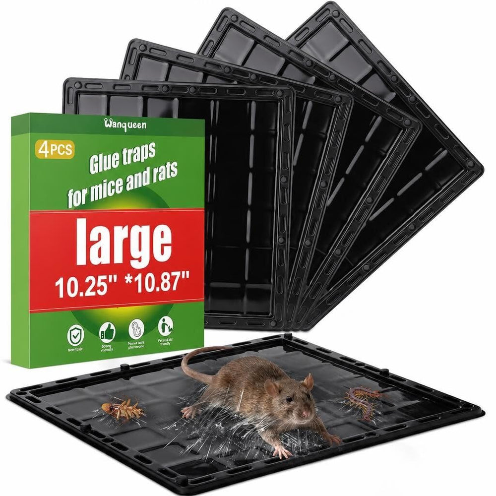 Wanqueen 4 Pack Glue Traps for Mice, Black, Extra Large Size