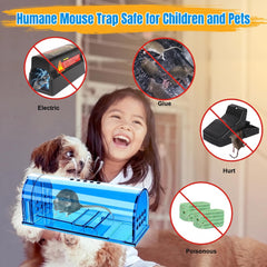 Wanqueen Humane Live Mouse Trap tail door open with bait