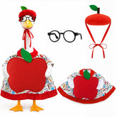 Watayo Back to School Goose Costume Set with apple hat and glasses