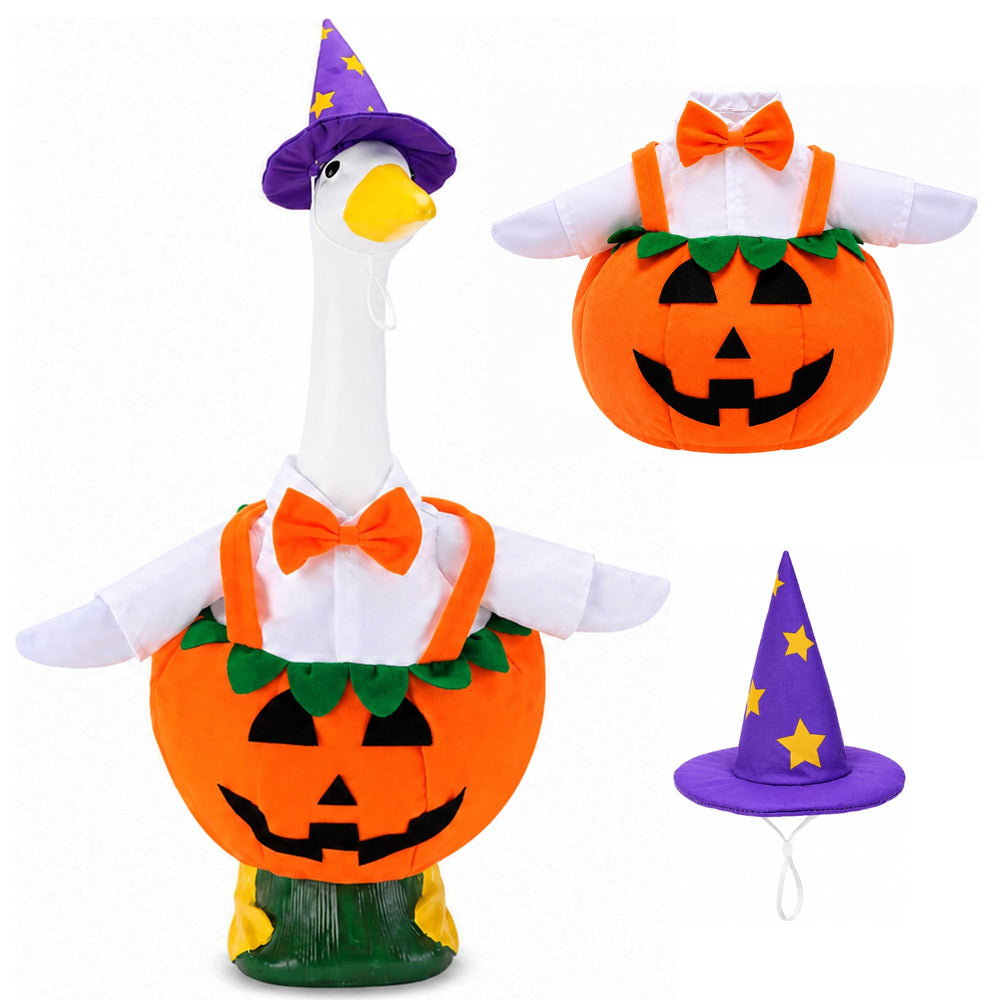 Watayo Pumpkin Goose Outfits front view with purple witch's hat