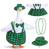 Watayo St. Patrick's Day Goose Outfit with green plaid dress and hat