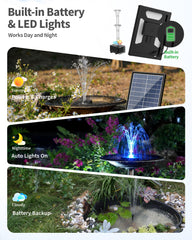 Water pump with colorful LED lights at night