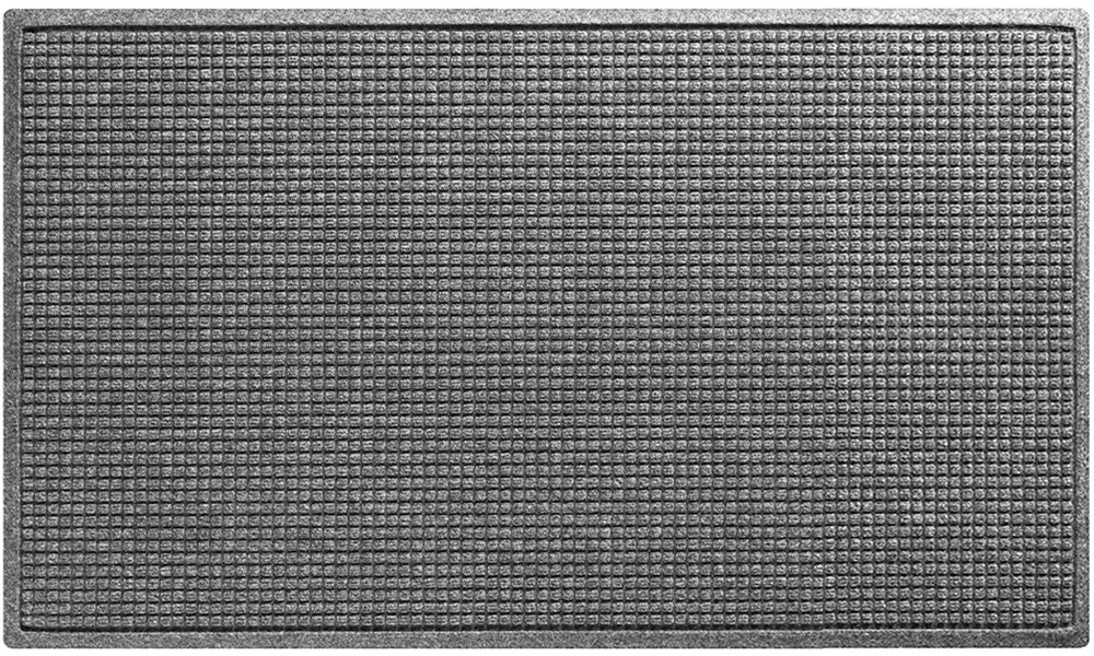 WaterHog Squares Front Door Mat 35.5x59.5 Medium Grey front view