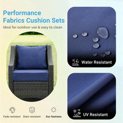 Waterproof outdoor cushion set in navy blue color