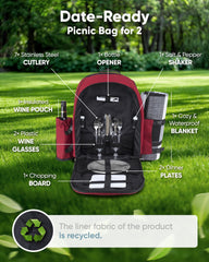Waterproof picnic blanket folded inside backpack