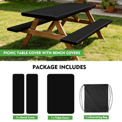 Waterproof picnic table cover showing water beading