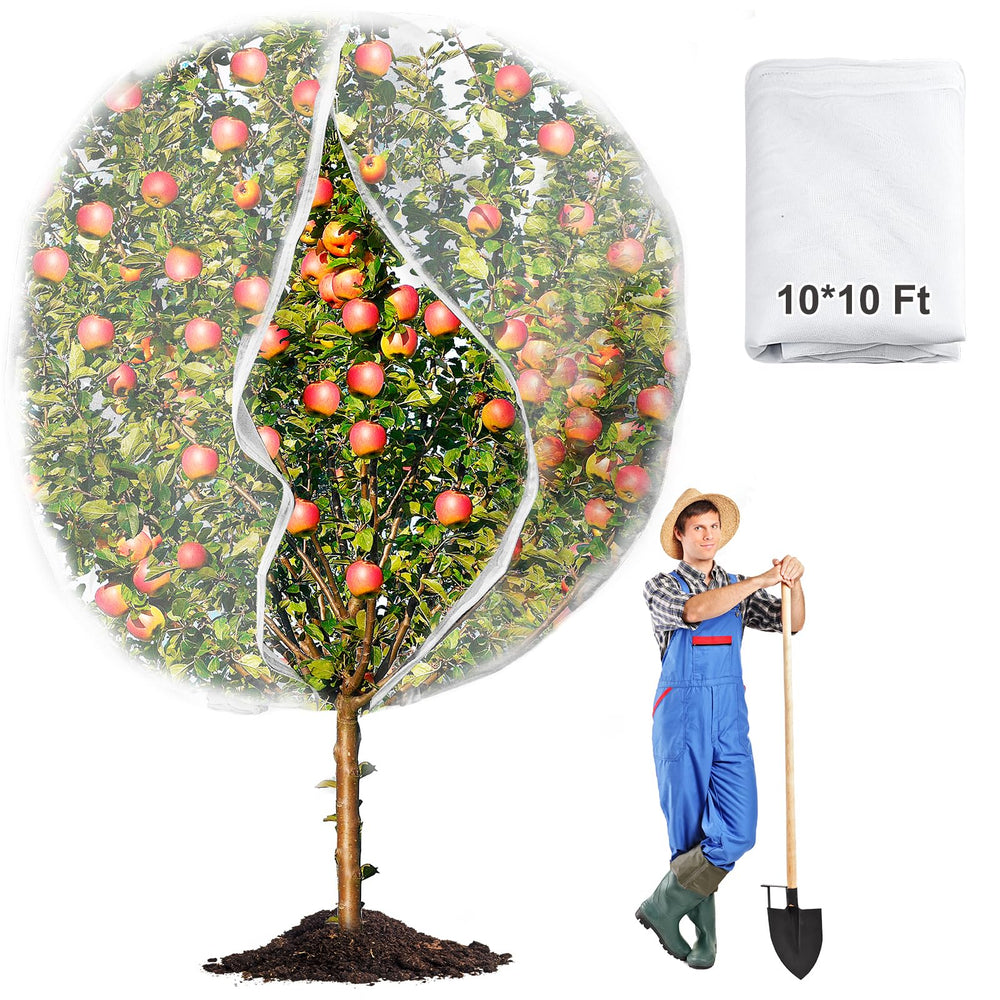 Waybas 10x10ft Extra Large Fruit Tree Netting front view with zipper