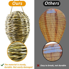 Waybas Woven Reed Crochet Wasp Nest Decoy in garden setting