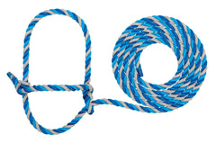 Weaver Livestock Braided Poly Rope Cattle Halter in dark blue front view