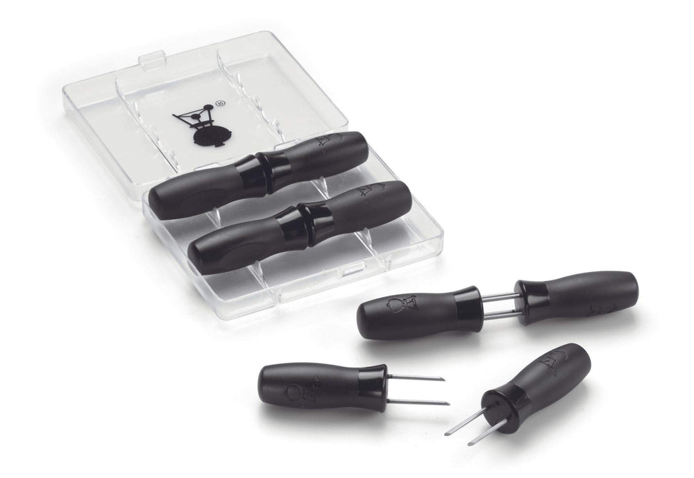 Weber 8-Piece Corn Holder Set with black nylon grips and storage case