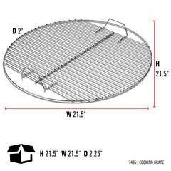 Weber Charcoal Cooking Grate side view showing dimensions