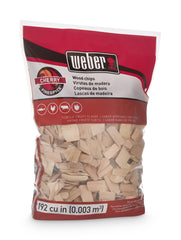 Weber Cherry Wood Chips bag showing dimensions