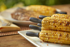 Weber corn holders front view with ergonomic design and storage case