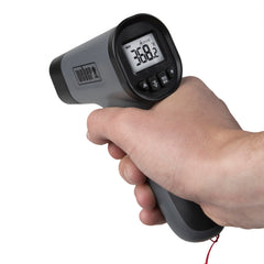 Weber Griddle Infrared Thermometer side view with comfort grip