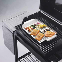 Weber Grill Pan in packaging, silver stainless steel