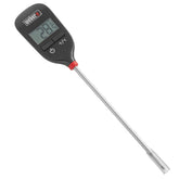 Weber Instant-Read Thermometer front view, black and silver finish