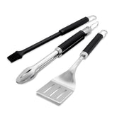 Weber Precision Grilling Tool Set including tongs, spatula, and basting brush