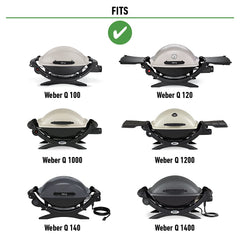 Weber Q cooking grates assembled on a grill with food