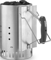 Weber Rapidfire Chimney Starter front view, silver