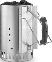 Weber Rapidfire Chimney Starter front view, silver
