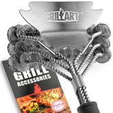 Weetiee 18'' Bristle Free Grill Brush front view with scraper