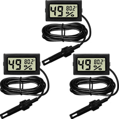 Weewooday 3 Pcs Digital Humidity Meter with probe, black