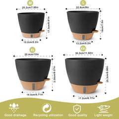 WEICHENGXING 10-inch self watering pot black
