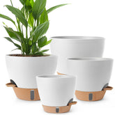 WEICHENGXING 12-inch self watering pot, white, front view