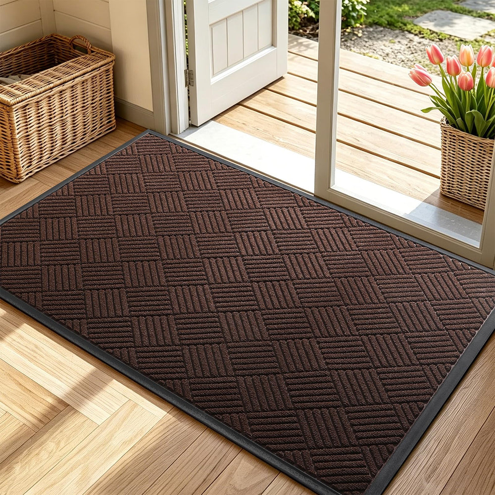 WELDUN Front Door Mat brown colour front view