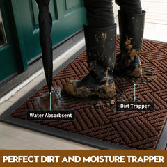 WELDUN Front Door Mat showing rubber backing