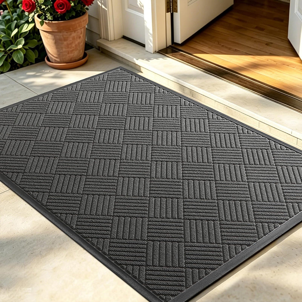 WELDUN Heavy Duty Non-Slip Doormat 61.5"x36" in Grey, front view