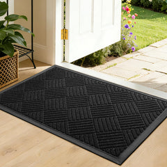 WELDUN Heavy Duty Non-Slip Doormat front view, black