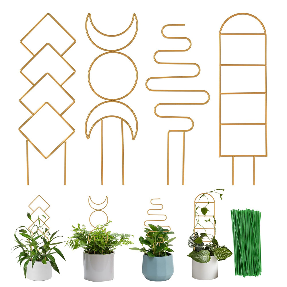 WellSign 16-inch gold metal plant trellis front view