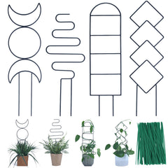 WellSign 16-inch Small Indoor Plant Trellis front view, black metal design