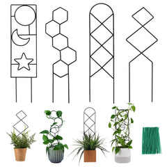WellSign Plant Trellis set of 4, black metal design, front view