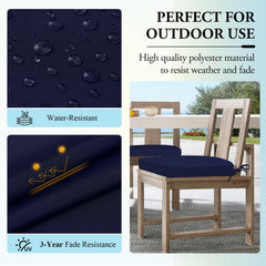 Wellsin navy chair cushions on a patio chair