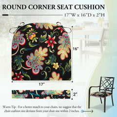 Wellsin outdoor chair cushion showing round corners and straps