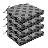 Wellsin Outdoor Chair Cushions Set of 4 in Black Geometry, front view