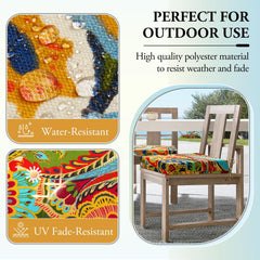 Wellsin outdoor chair cushions showing straps for secure attachment