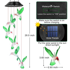 WENANA Hummingbird Wind Chime solar panel close-up