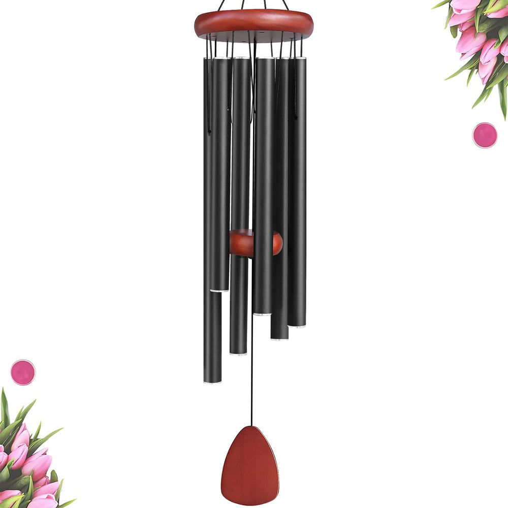 WENANA Large Aluminium Wind Chimes 36 in black front view