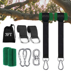 Werfeito Tree Swing Straps Hanging Kit, 3FT black straps with carabiners