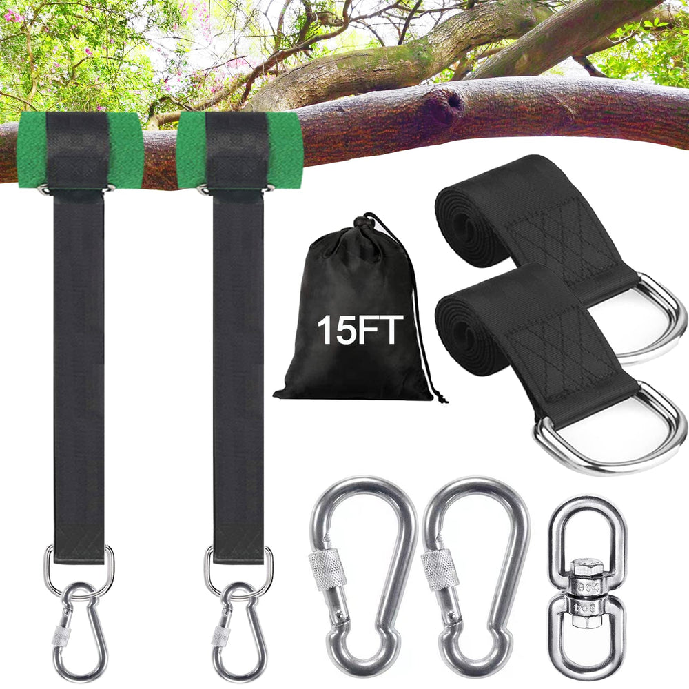 Werflyto 15FT tree swing hanging straps with carabiners