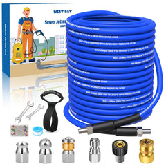 West Bay Sewer Jetter Kit 100 FT with nozzles and accessories